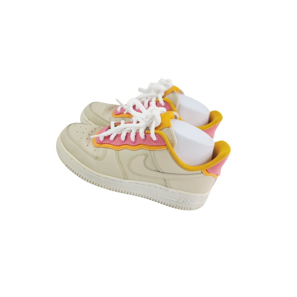 Nike Air Force Leather, Sneakers, Women, Size‎ 7 Beige/Pink/Yellow Color.